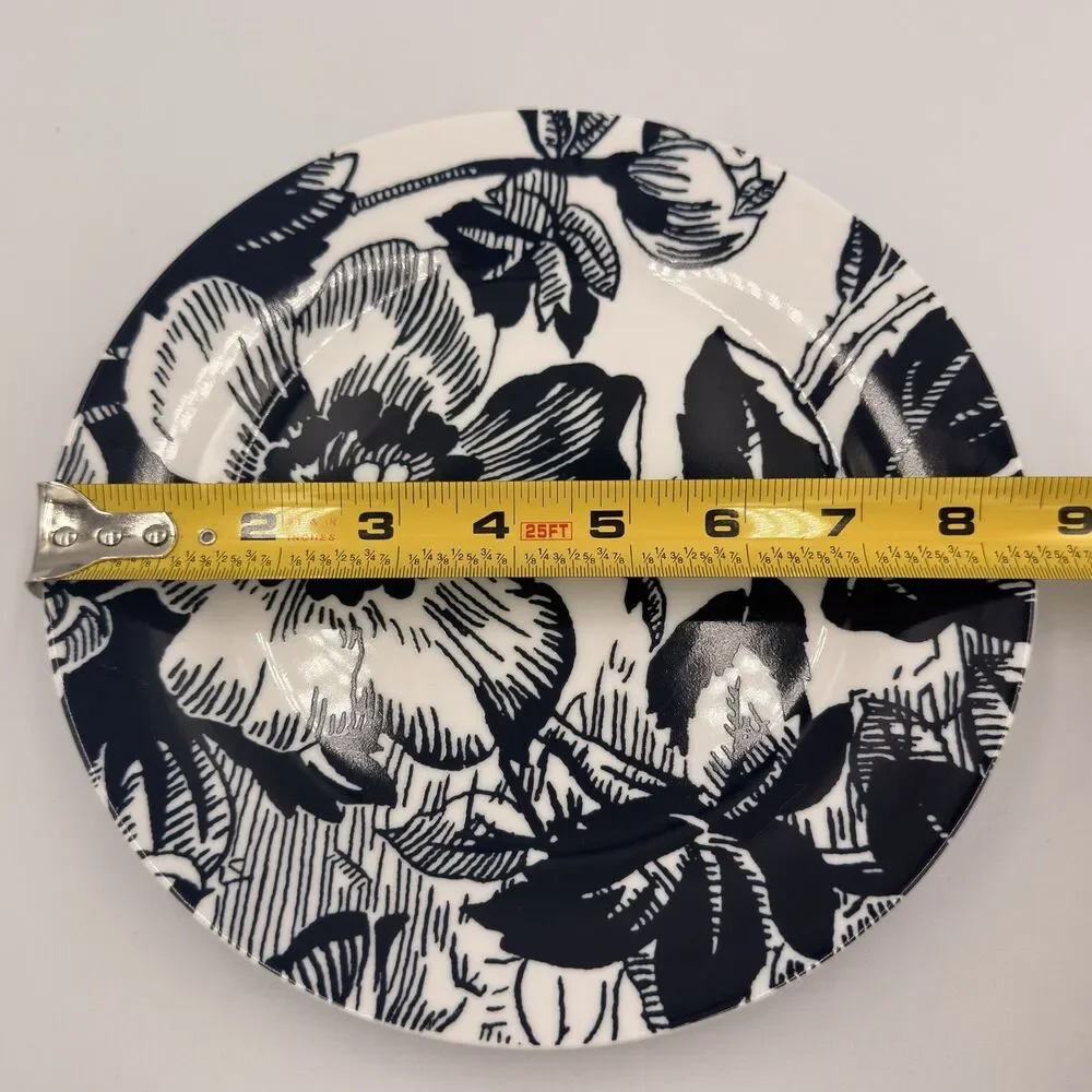 Isaac Mizrahi Target Midnight Blue Floral Porcelain Plates Set of 3, 8 3/8”